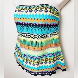 Ocean Avenue Geometric Print Tankini Swim Top M